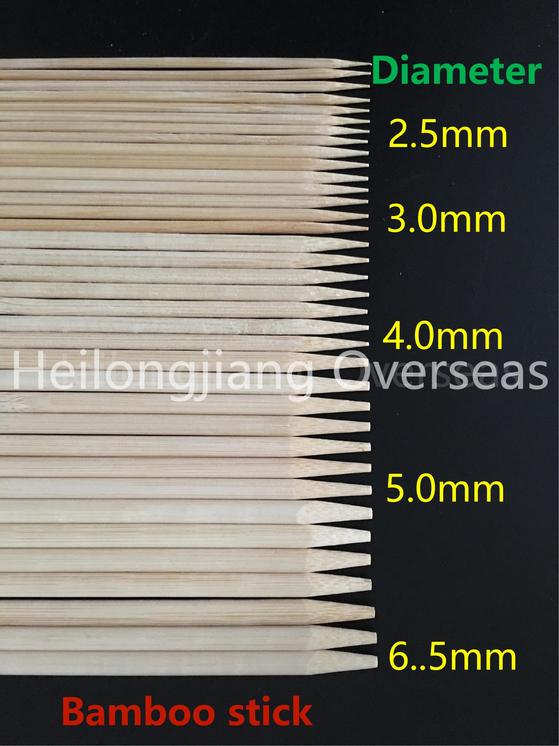 Bamboo skewer 3.0*150/200/250/300/350/400/600mm 