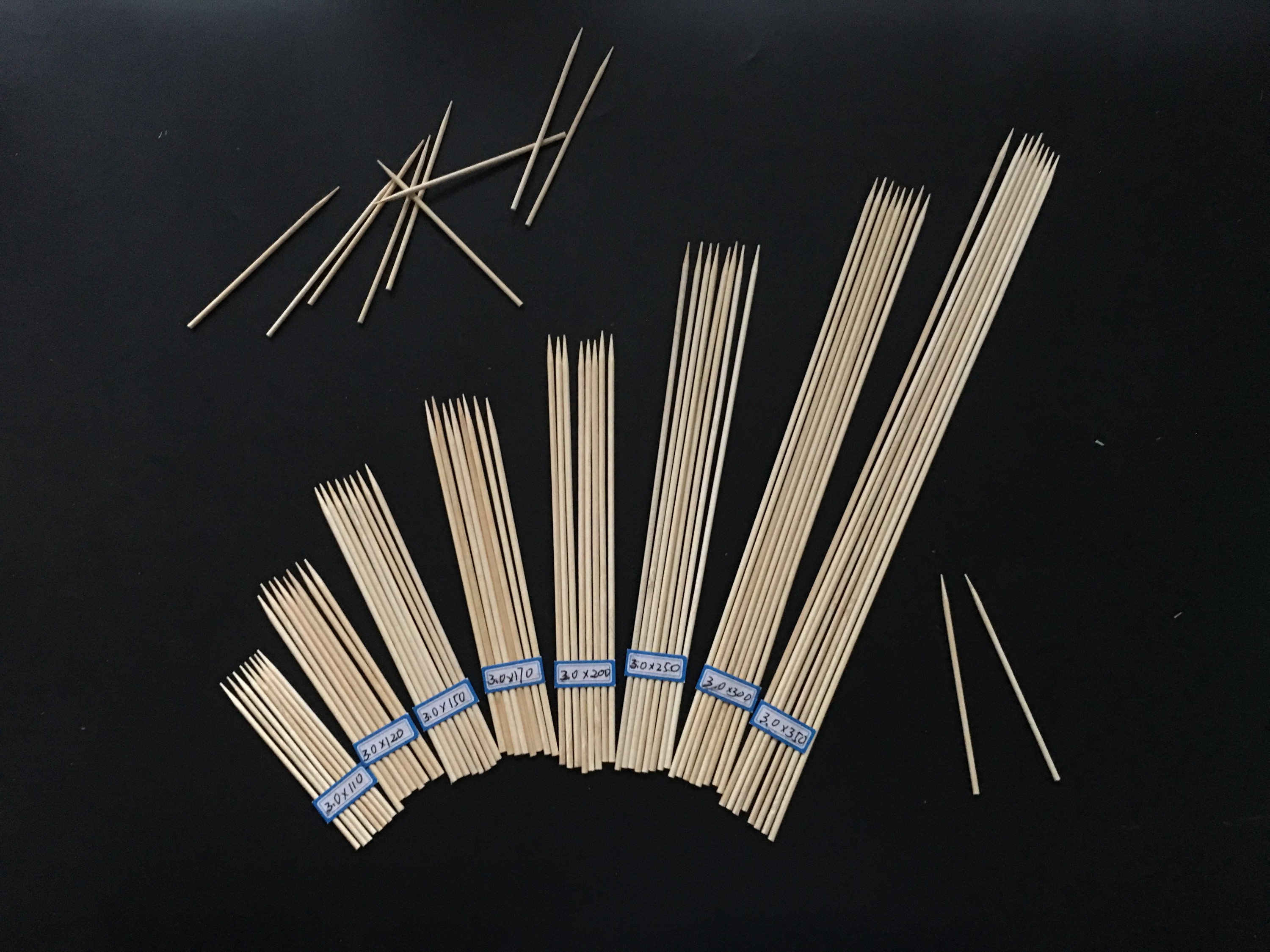Bamboo skewer 3.0*150/200/250/300/350/400/600mm 