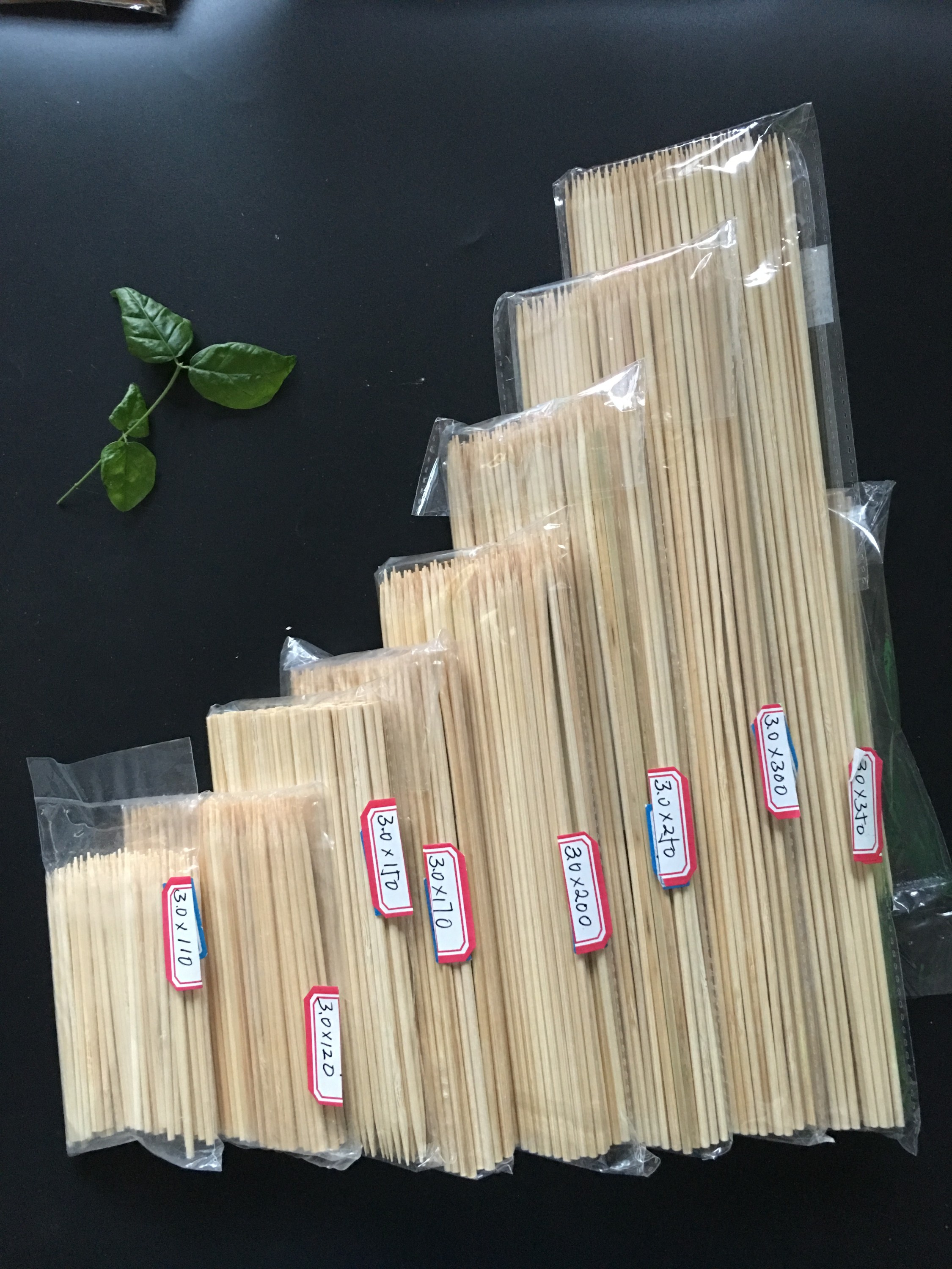 Bamboo skewer 3.0*150/200/250/300/350/400/600mm 