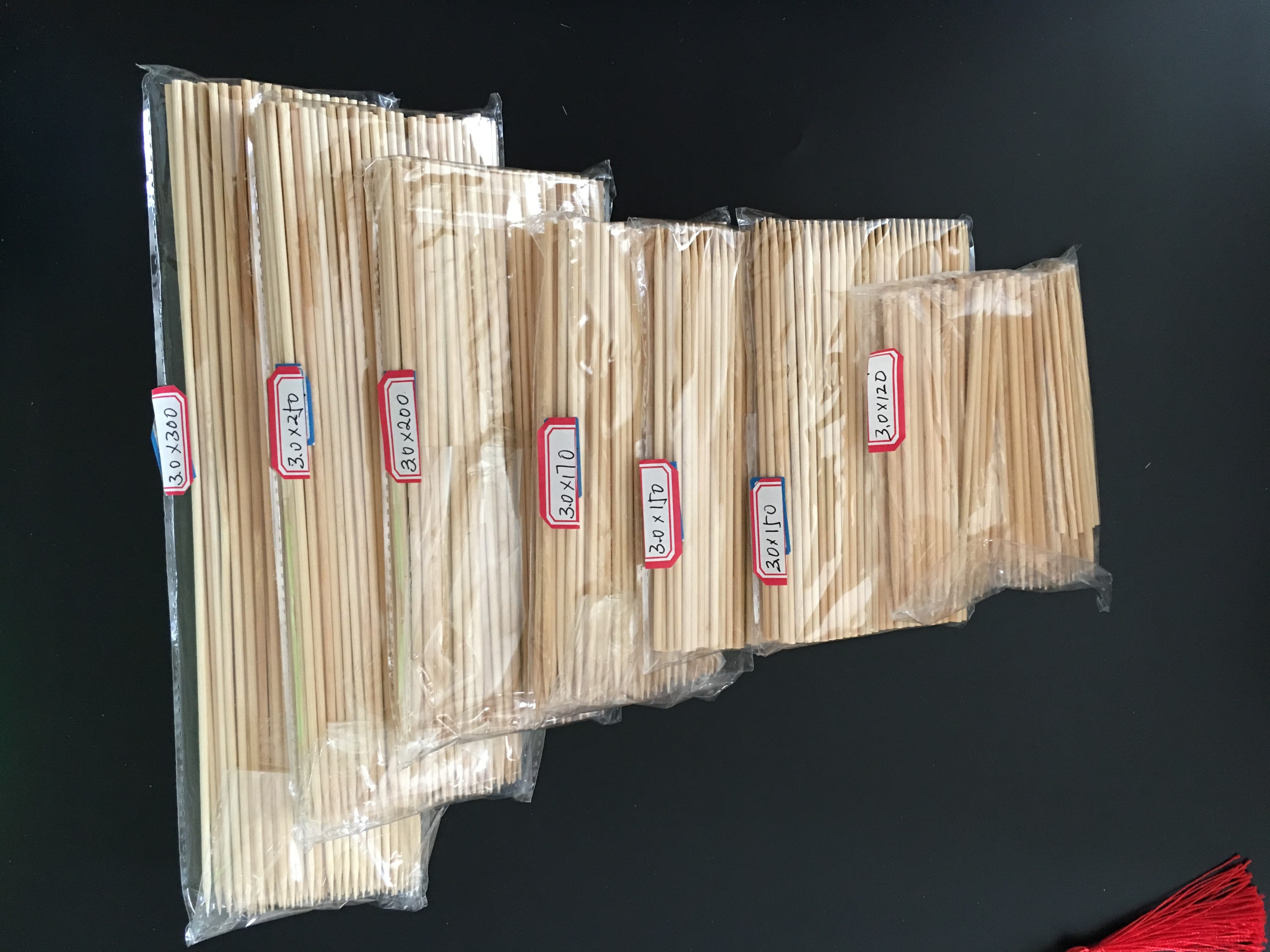 Bamboo skewer 3.0*150/200/250/300/350/400/600mm 