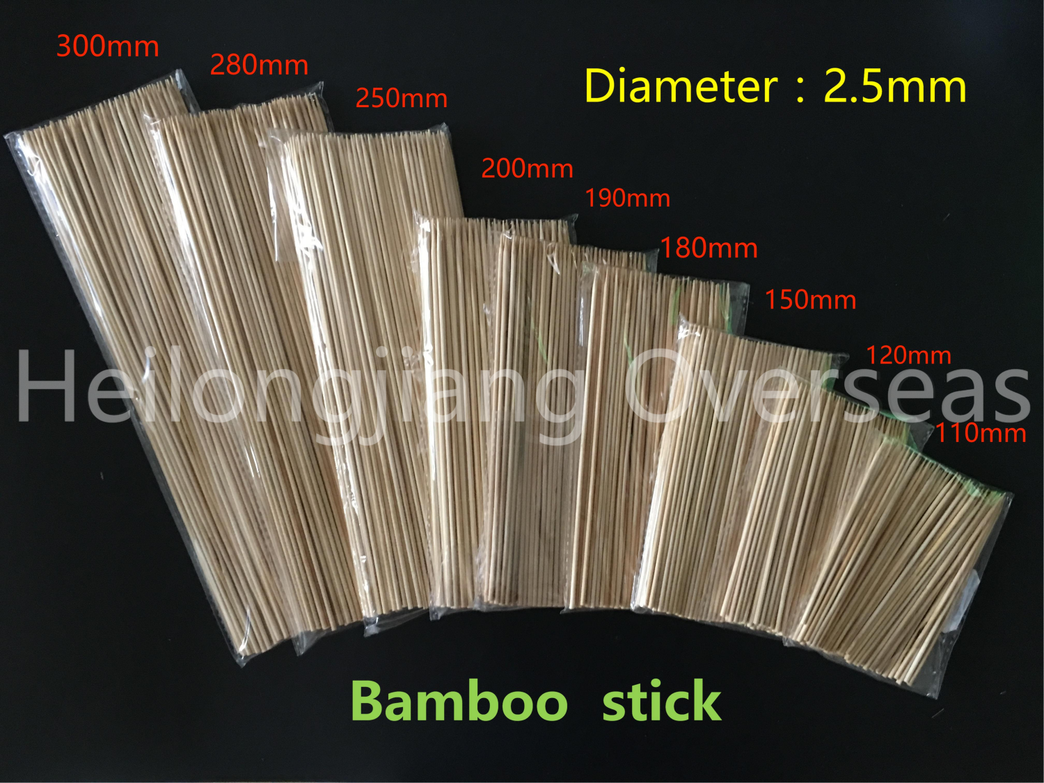 Bamboo skewer 2.5*150/200/250/300/350/400/600
