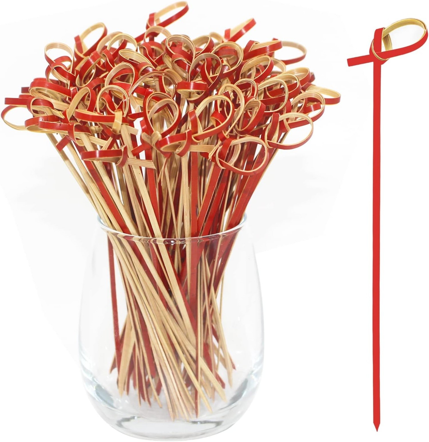 6/9/10/12/15/18cm Red bamboo knotted pick