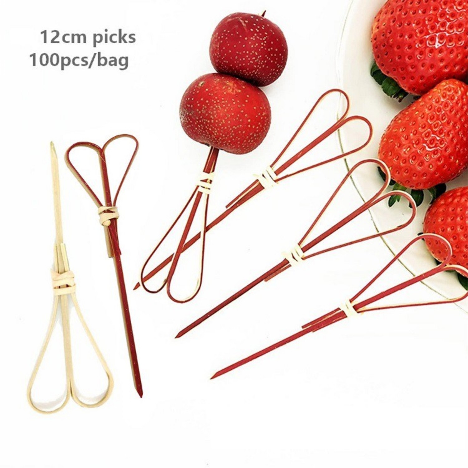 6/9/10/12/15/18cm Red bamboo heart shape pick