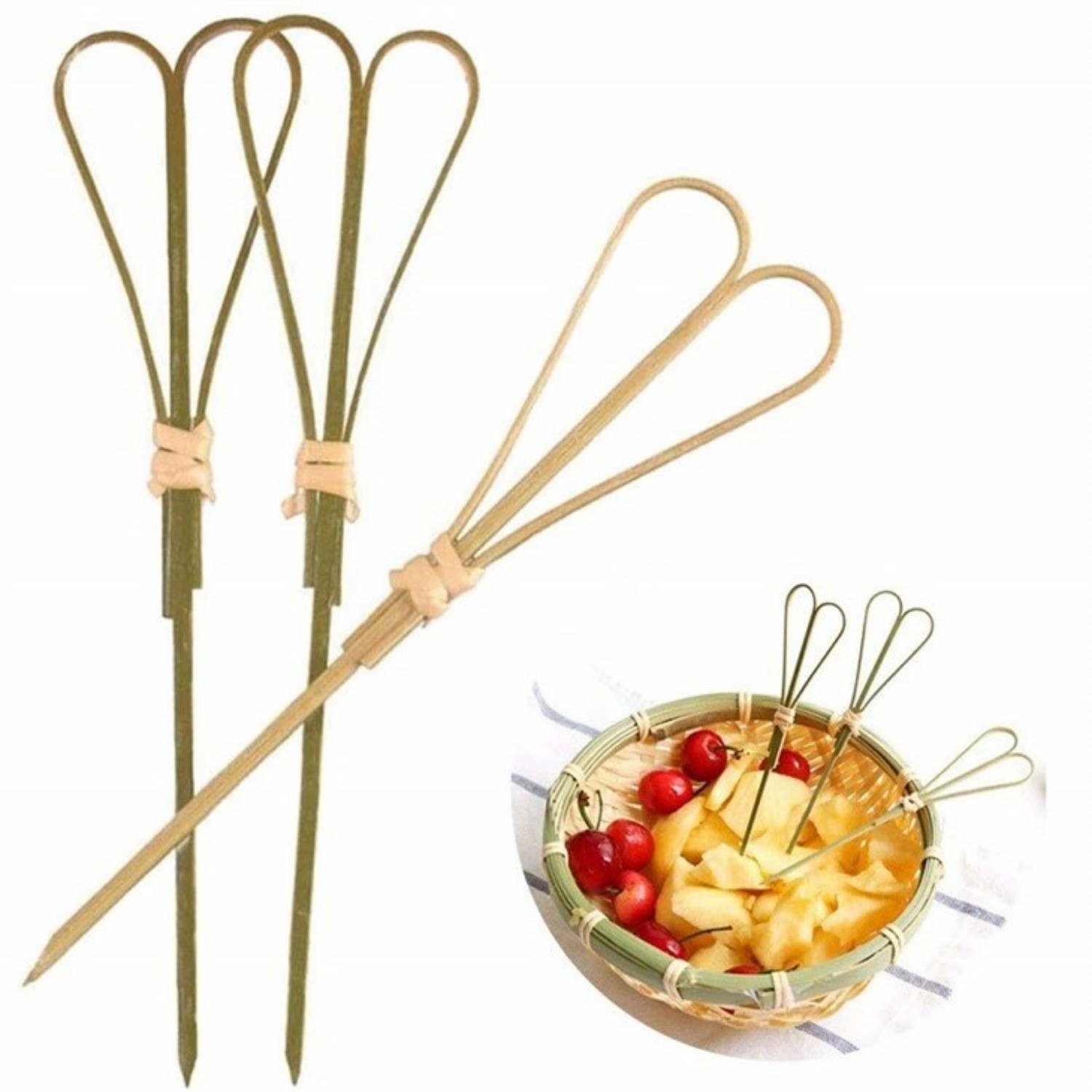 6/9/10/12/15/18cm Natural bamboo heart shape pick