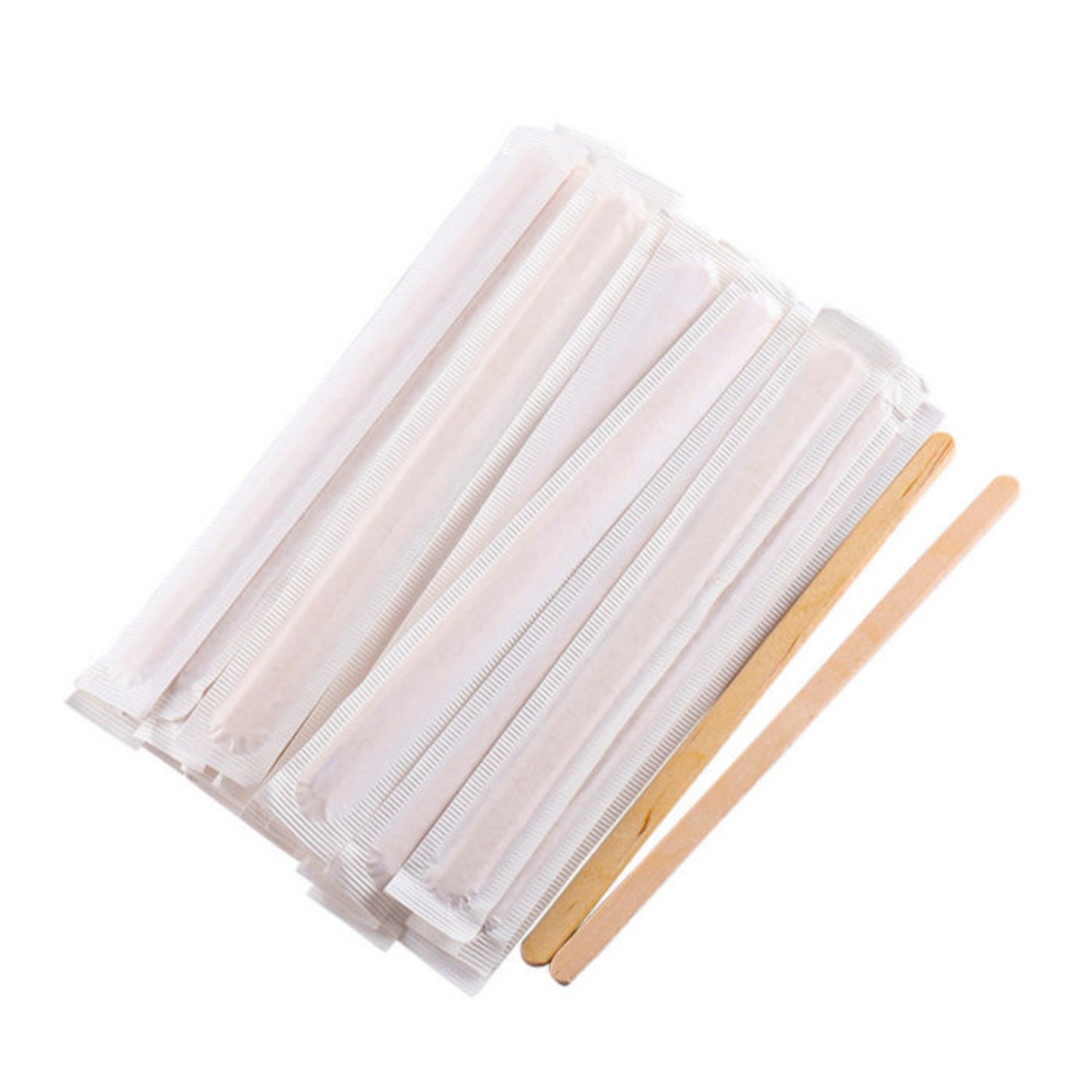 110*5*1mm round end individual pack wooden coffee stirrer 