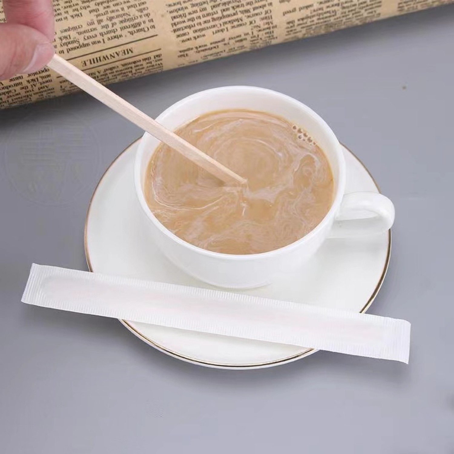 110*5*1mm round end individual pack wooden coffee stirrer 