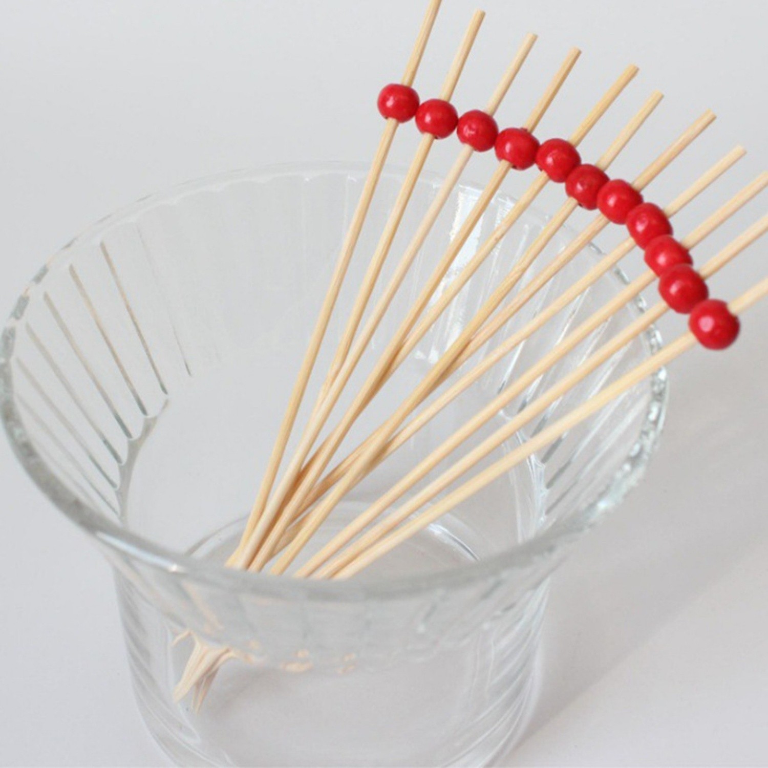 90/120mm Red beaded bamboo skewer
