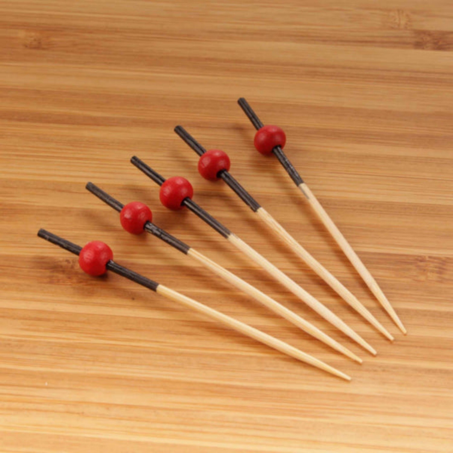 90/120mm Red beaded bamboo skewer