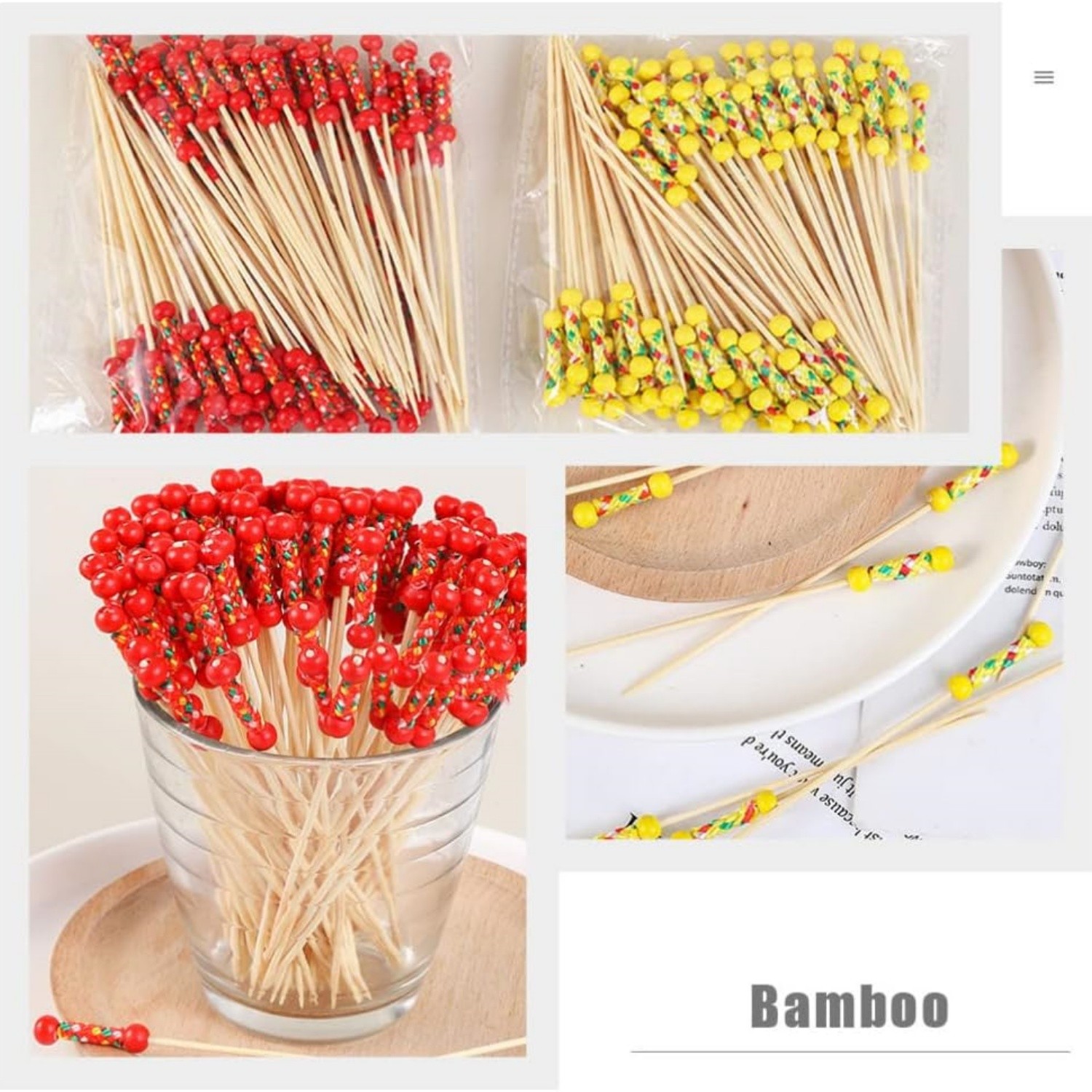 90/120mm Double beaded bamboo skewer