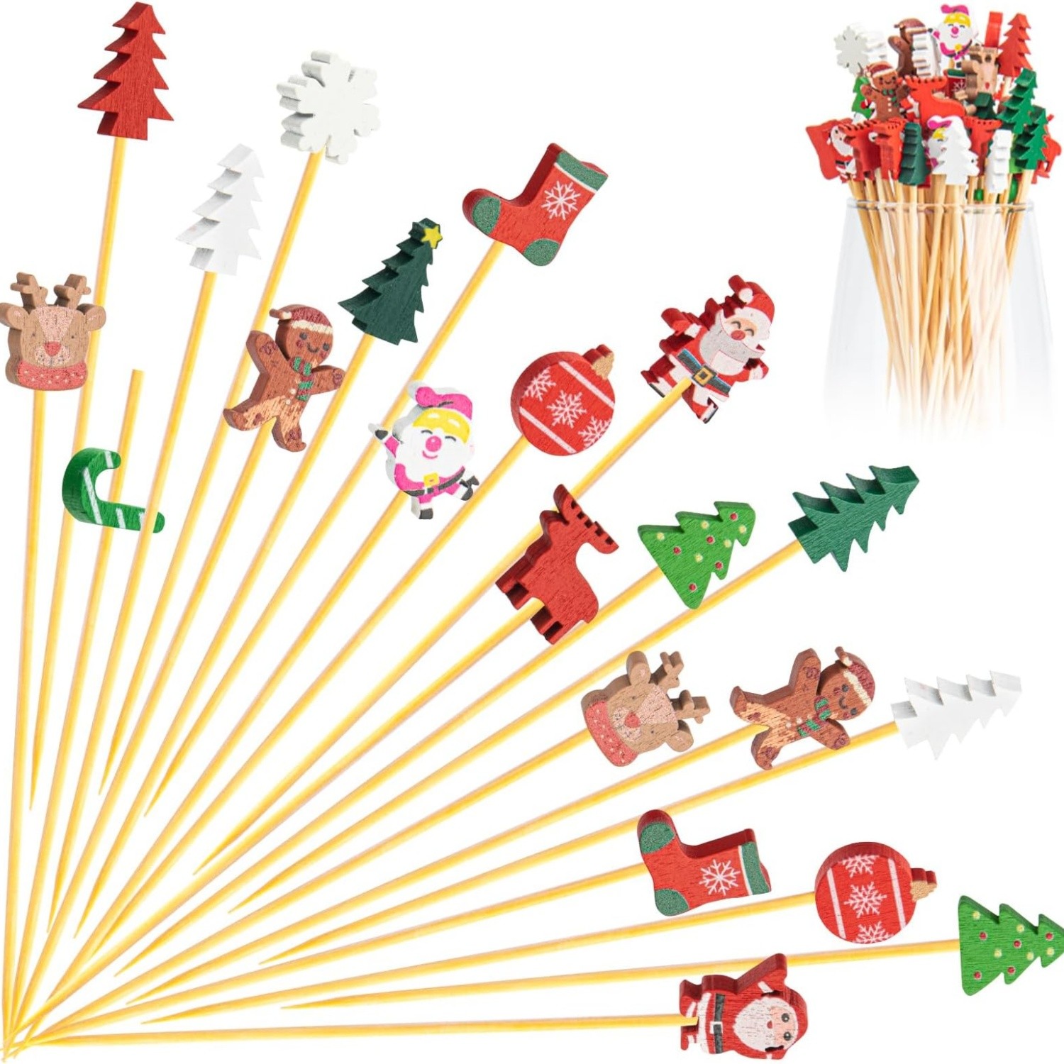 90/120mm Christmas beaded bamboo skewer