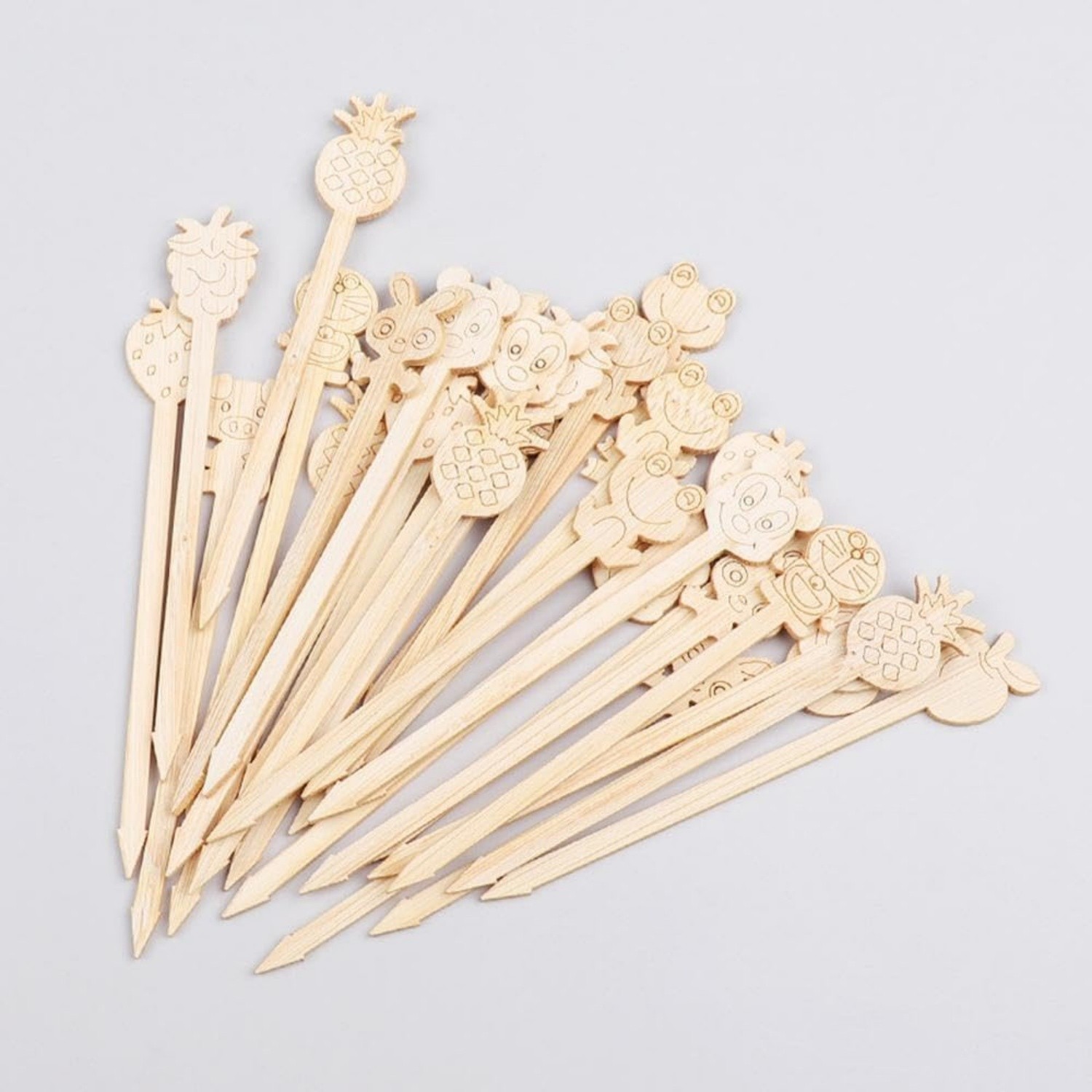 90/120mm laser cut fruit bamboo skewer
