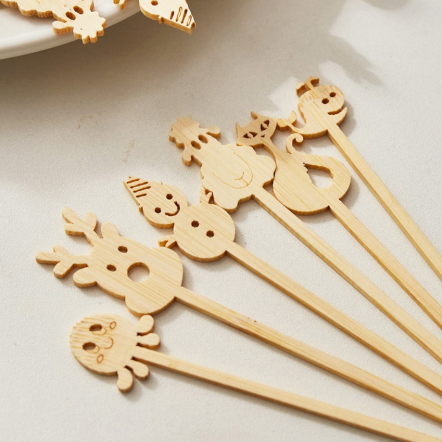 90/120mm laser cut fruit bamboo skewer