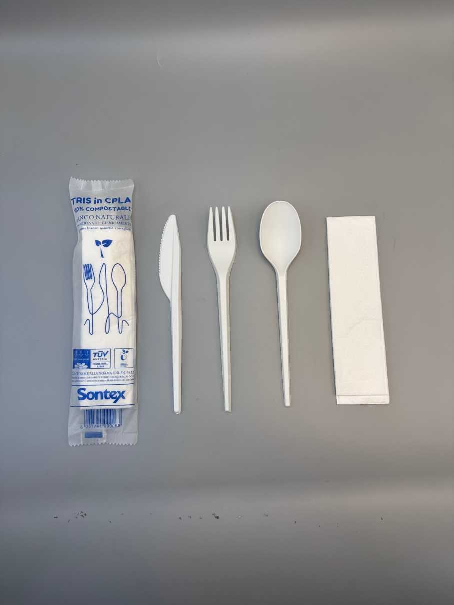 165/180mm CPLA cutlery set with Kraft paper pack