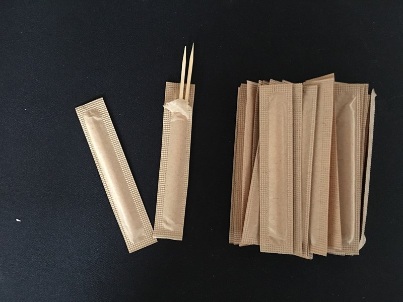 1.8*65mm Kraft bag individual bamboo toothpicks