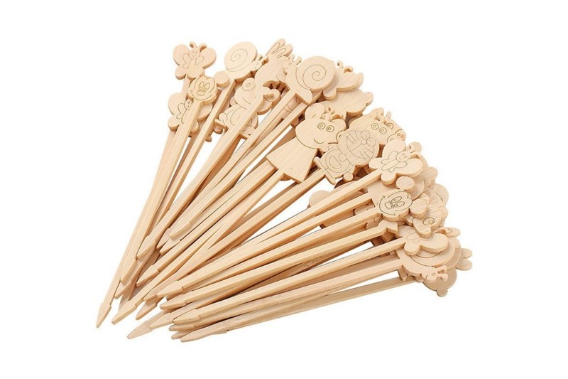 90/120mm laser cut fruit bamboo skewer