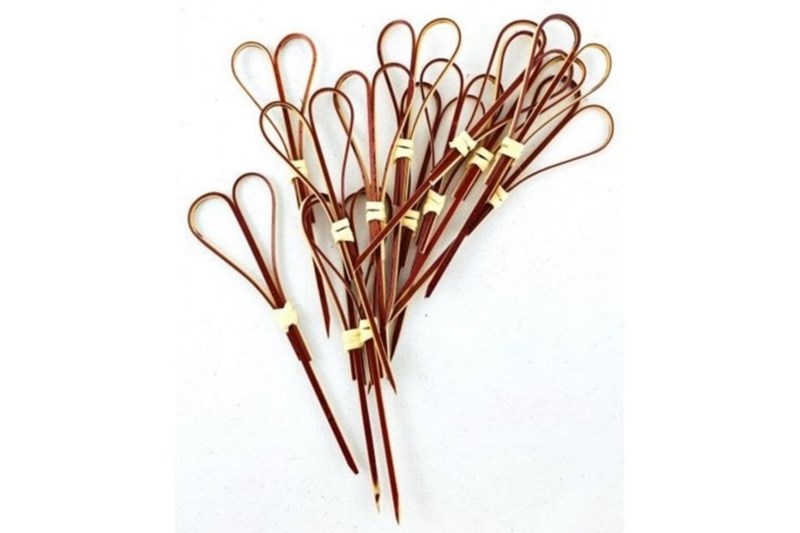 6/9/10/12/15/18cm Red bamboo heart shape pick