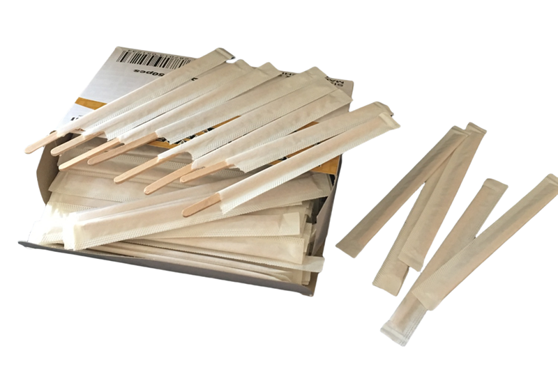 190*5*1.3mm round end individual pack wooden coffee stirrer 