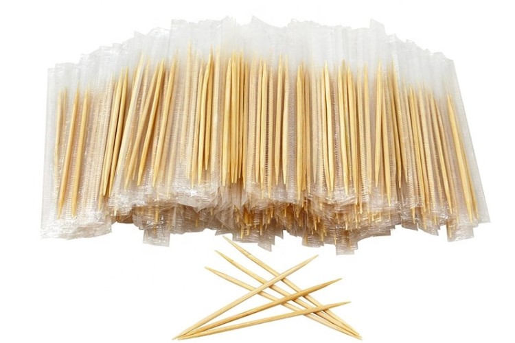 1.8*65mm bamboo toothpicks double points plastic pack